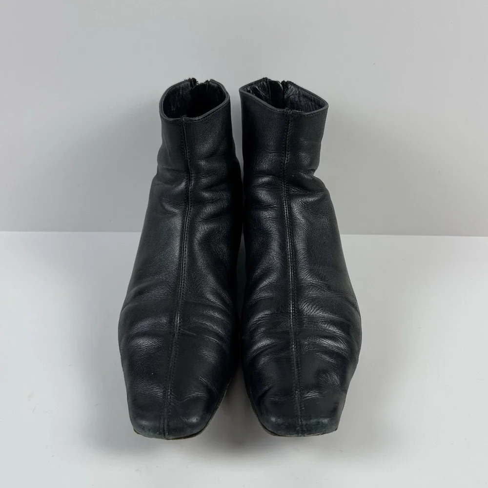 GUCCI Black Ankle‎ Boots Size 9B Heeled Leather Booties Alfa Vtg 90s